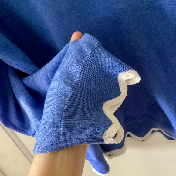 MISSLOOK Women's Blue Knitted Wool Pullover Sweater Scallop Hem Plus Size 4XL - Picture 7 of 12